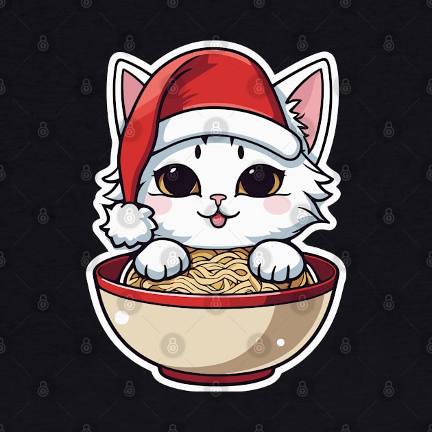 Kawaii ramen noodles Christmas cat design by Apparels2022